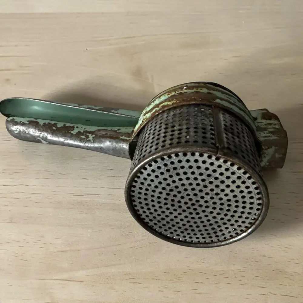 Vintage Potato Ricer Mint Green Painted Handle Rustic Farmhouse Kitchen Decor